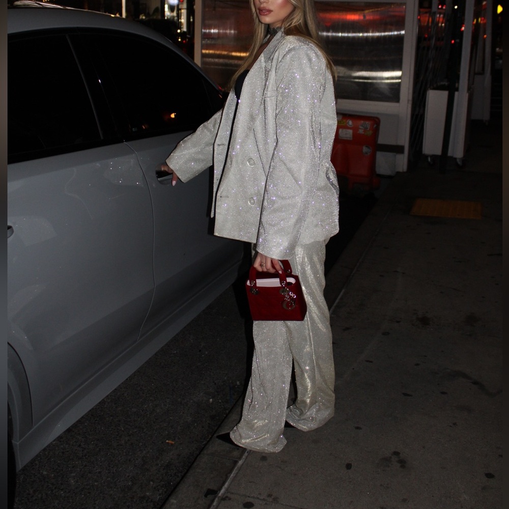 Glitter pants and blazer set